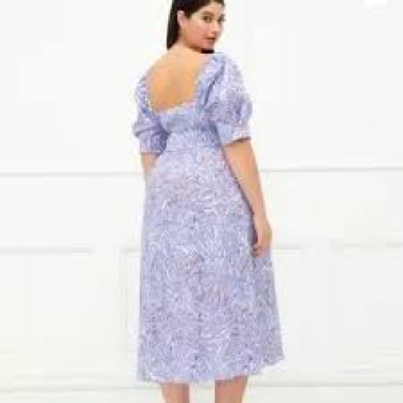 Eloquii Floral Blue Midi Dress 3X - Picture 3 of 3